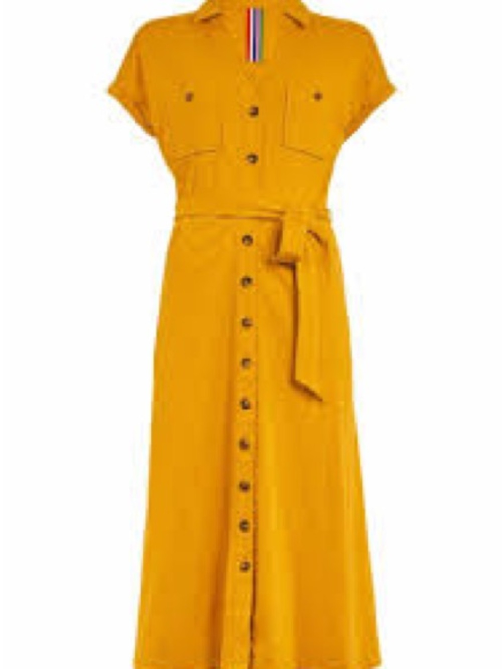 Boden Thomasina Yellow Cotton Jersey Midi Shirt Dress 10